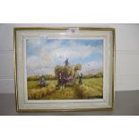 SMALL MODEL OF A HARVESTING SCENE, SIGNED BY JOHN MUNNINGS, DATED 78