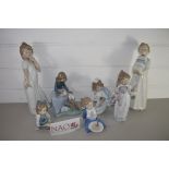 CHILD STUDIES BY LLADRO INCLUDING CHILDREN WITH A TEDDY BEAR AND OTHERS WITH TOYS