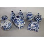 BLUE AND WHITE CERAMICS, VARIOUS BOWLS AND COVERS ETC