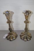 PAIR OF PLATED CANDLESTICKS