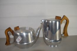 TWO METAL ART DECO TEA POT AND JUG