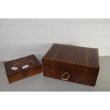 TWO WOODEN BOXES, BOTH WITH TYPICAL INLAY