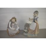 TWO LARGE LLADRO STUDIES OF GIRLS, VARIOUS POSES