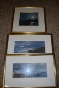 THREE PICTURES BY CHRISTINE SLADE IN PASTEL, OF SEASCAPES