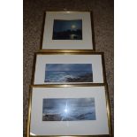 THREE PICTURES BY CHRISTINE SLADE IN PASTEL, OF SEASCAPES