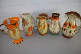 POTTERY ART DECO JUGS, SOME BY MYOTT