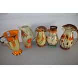 POTTERY ART DECO JUGS, SOME BY MYOTT