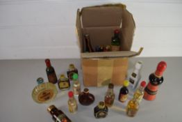 SMALL BOX CONTAINING MINIATURE LIQUEURS ETC