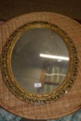 OVAL MODERN GILT FRAMED MIRROR