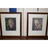 PAIR OF FRAMED LIMITED EDITION STEPHEN TOWNSEND PRINTS OF OWLS, SIGNED IN PENCIL TO MARGIN,