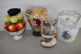 CERAMIC WARES, CERAMIC FRUIT BOWL, VASE, ETC