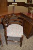 HARDWOOD CORNER CHAIR, WIDTH APPROX 85CM MAX