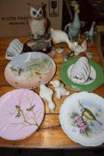 MIXED CERAMICS INCLUDING GRAINGER WORCESTER PLATE WITH BIRDS, ROYAL ALBERT PLATE ETC