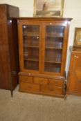 GLAZED DISPLAY CABINET WITH DRAWERS BENEATH, MAX WIDTH APPROX 105CM