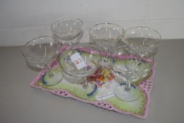 CERAMIC TRAY WITH SIX GLASSES