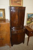 BOW FRONT MAHOGANY EFFECT SIDE CABINET, WIDTH MAX APPROX 61CM