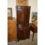 BOW FRONT MAHOGANY EFFECT SIDE CABINET, WIDTH MAX APPROX 61CM