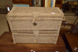 TWO RATTAN STORAGE BOXES, EACH APPROX 63 X 25CM