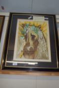 FRAMED PRINT OF A SALVADOR DALI PAINTING, WIDTH APPROX 53CM