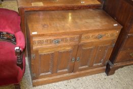 LATE 20TH CENTURY REPRODUCTION SIDE CABINET WITH CARVED DECORATION, LENGTH APPROX 91CM