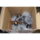 BOX OF METAL CANDELABRA