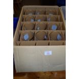 BOX OF GLASS BEAKERS WITH ENGLAND FOOTBALL TEAM LOGO