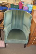 GREEN UPHOLSTERED ARMCHAIR