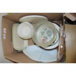 BOX WITH KITCHEN CERAMIC WARES, PYREX DISHES ETC
