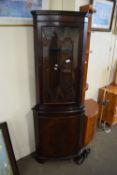 DARK OAK GLAZED CORNER CABINET