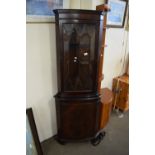 DARK OAK GLAZED CORNER CABINET