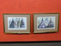 Pair of framed coloured "Illustrated London News" C19th Fashion Prints, each 18 x 25