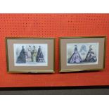 Pair of framed coloured "Illustrated London News" C19th Fashion Prints, each 18 x 25