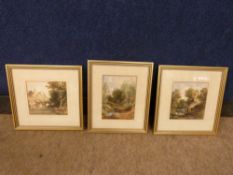 C19th British School, three small framed unsigned Watercolours, various sizes