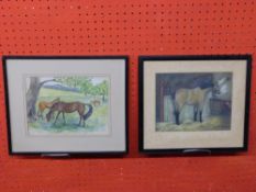 Two Horse Studies, mm, signedf Lionel Renwick, large 66 x 23cm