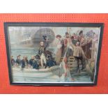 Large framed C19th coloured Print, depicting Admiral Horatio Nelson after Fred Pine, 52 x 79cm