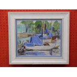 Afilier Lucie Revell, 1910-1991, Crayon, Rover Scene with Boats, 23 x 28cm