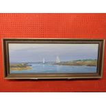 E Writhin, Oil on board, "A Hot Summer Day at Blakeney" titled verso, 30 x 90cm