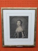 C18th Engraving entitled "Maria, Countess of Coventry", a well-known society hostess during the
