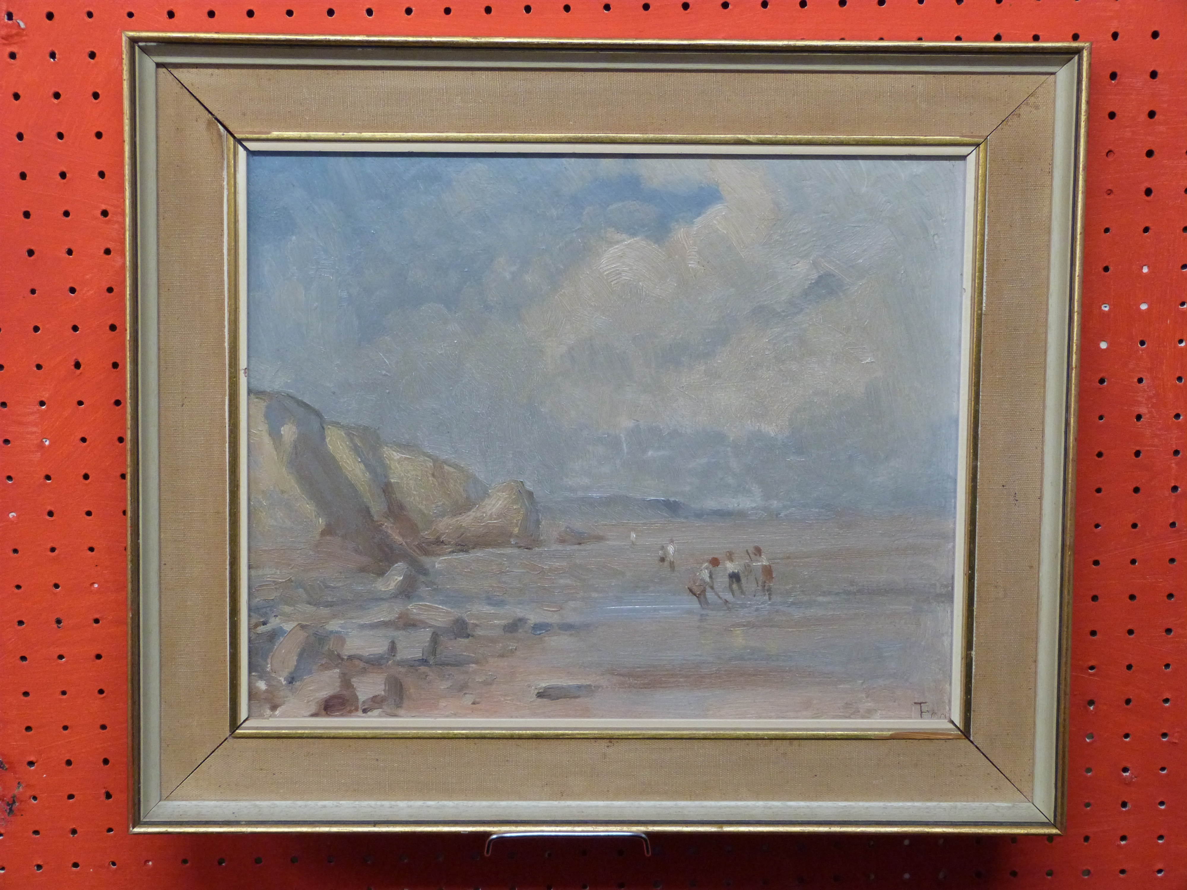 Monog JF, dated '60, Oil on board, Children playing omn a Beach, 28 x 35cm