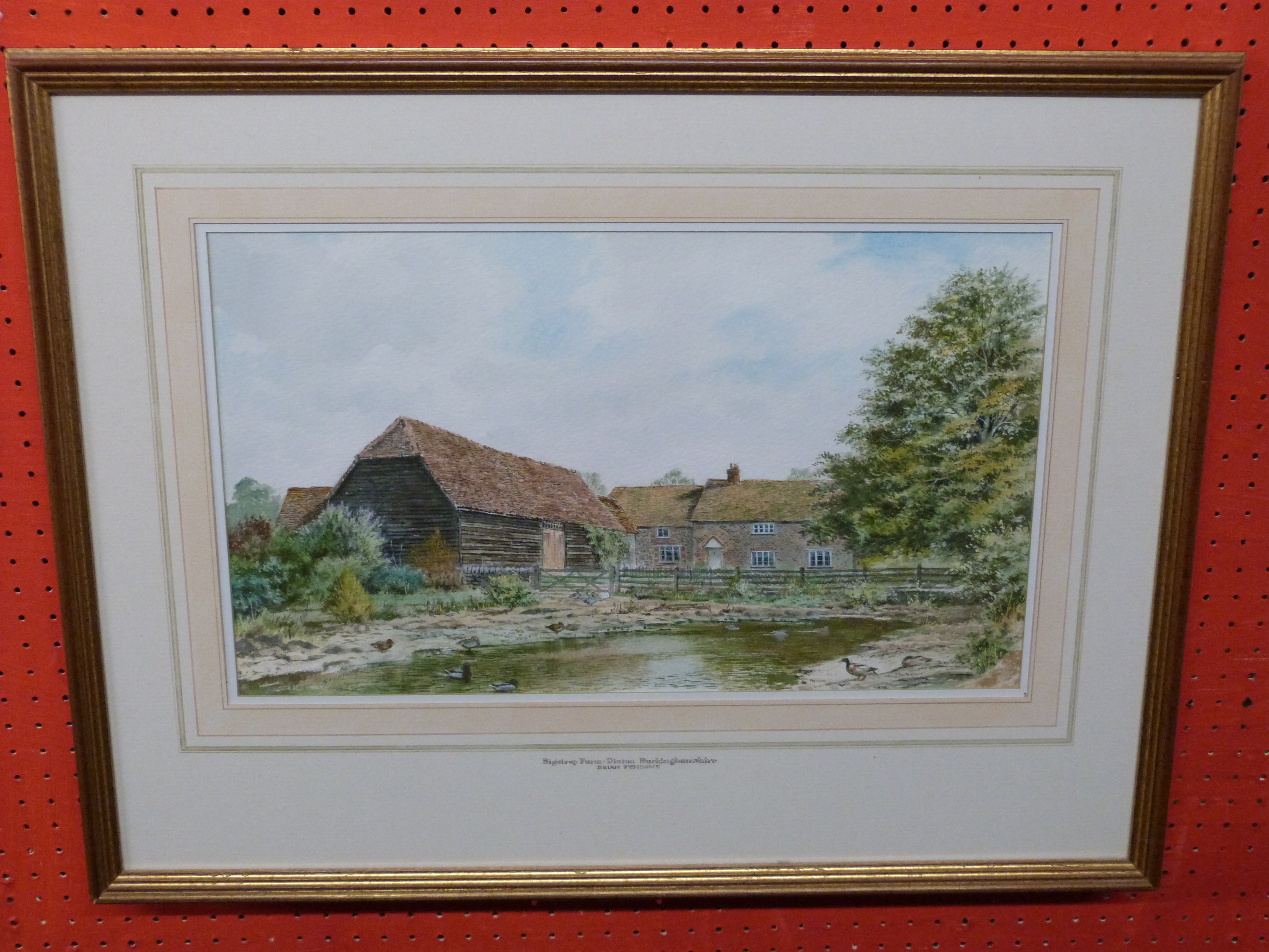 Brian Fenson, signed Watercolour, Bigstrup Farm, Dinton, Bucks