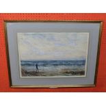 William Freeman, 1853-1934, Watercolour, wintry Beach Scene, 36 x 53cm