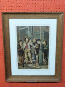 Coloured etching, Boys Smoking