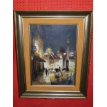 Indist sig Oil on Canvas, Continental Street Scene, 46 x 32cm