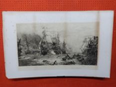 W. L. Wyllie, engraving, Battle of Trafalgar, unframed