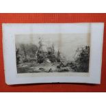 W. L. Wyllie, engraving, Battle of Trafalgar, unframed