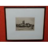 Sir Frank Short, sig pencil to margin, b/w Etching, "Strolling Players at Lydd" (description to