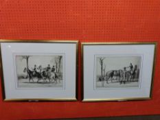 Herbert Whydale, pair of Etchings, Horses and Riders, 25 x 35cm