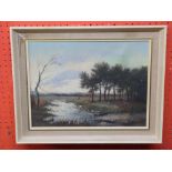 A Debeuf, signed LR, Oil on canvas, River Landscape, 28 x 38cm