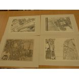 Four mounted reproduction London Map Prints, from Roques Map of London 1746