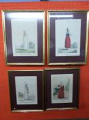 Set of four framed C19th Fashion Prints, each 30 x 21cm